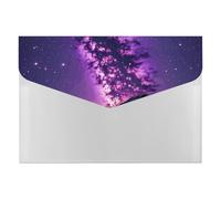 Purple Starry File Folder 6-Pocket, Waterproof Accordion File Organizer with Snap Closure, Expanding Document Holder for Office, Home