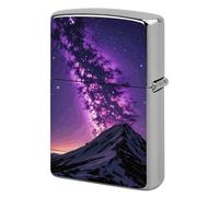Purple Starry Lighter Case Metal Protective Cover with Double-Sided Art Design, Cool Lighters Pouch Shockproof Lighter Cover for Men Women Gifts, Lighters Not Included