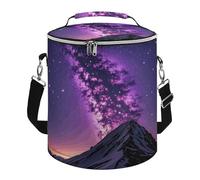 Purple Starry Lunch Bag, 15L Portable Leakproof Picnic Basket with Shoulder Strap, Insulated Picnic Cooler Bag for Camping, Beach, Hiking & Groceries