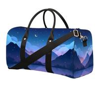 Purple Starry Night Foldable Travel Duffle Bag Waterproof Sports Gym Bag with Shoulder Straps