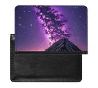 Purple Starry Passport Holder with 3 Card Slots, Portable PU Leather Travel Wallet, Slim Protective Cover for Passport, ID, Credit Cards