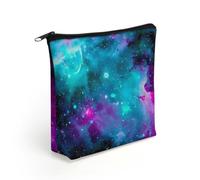 Purple Starry Sky Linen Cosmetic Pouch with Secure Zipper, Lightweight Washable Multi Purpose Toiletry Storage Bag, Portable Makeup Carry Sack for Holiday Trip Daily Organiser