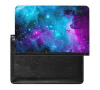 Purple Starry Sky Passport Holder PU Leather Slim Passport Cover with Card Slots Travel Document Holder Cover