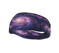 Purple Starry Sky Print Soft Breathable Sweat Absorption Head Band for Game Running Yoga Gym Cycling Basketball