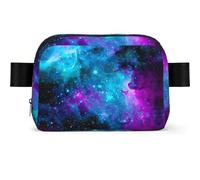 Purple Starry Sky Print Waterproof Sling Bag with Large Opening Side Bag Durable Waist Pack for Running Cycling Travel