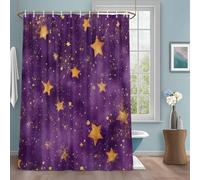 Purple Starry Sky Shower Curtain with 12 Hooks Star Galaxy Waterproof Fabric Shower Curtains Sets for Bathroom Bath Decorations, Machine Washable, 72"x96"