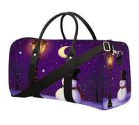 Purple Starry Sky Snowman Foldable Travel Duffle Bag Waterproof Sports Gym Bag with Shoulder Straps