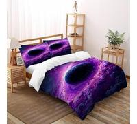 Purple Stars Bedding Set Digital Printe Space Themes Duvet Cover Set Microfiber Quilt Cover Suitable for Family,couple,children with Pillow Super King（260x220cm）