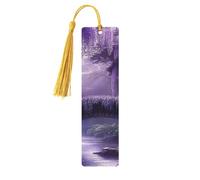 Purple Stone Arch Bridge River Unique Double-Sided Artwork Printed Wooden Bookmarks, Artistic Book Accessories Birthday Presents for Men Women Presents for Book Lovers