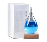 Purple Storm Glass Weather Forecaster, Small Teardrop Shape Weather Forecast Bottle with Wooden Base, Storm Glass Weather Station, Father's Day Gifts, High-Grade Home and Office Decoration (bule)