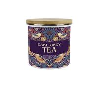 Purple Strawberry Thief Earl Grey Tea Canister - 1.2L Large William Morris Inspired Tapestry Artwork Enamel Kitchen Storage Gift