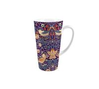 Purple Strawberry Thief Latte Mug - William Morris Gifts - Tall Ceramic Tea/Coffee Cup Present