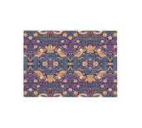 Purple Strawberry Thief Small Glass Worktop Saver - William Morris Artwork Smooth Kitchen Chopping Board/Protector Gift - 28.5cm x 20cm