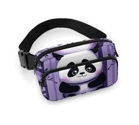 Purple Striped Panda Fanny Pack for Women Men Waist Bag Belt Bag Adjustable Casual Bag for Travel Sports Hiking, white, 7.9x5.1inches