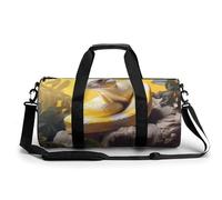 Purple Striped Panda Gym Bag Small Travel Duffle Bag with Compartment Carry On Weekender Bag for Women Men, Yellow and White Python, 17.7in/9in/9in