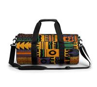 Purple Striped Panda Gym Bag Small Travel Duffle Bag with Compartment Carry On Weekender Bag for Women Men, African Ethnic Pattern, 17.7in/9in/9in