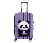 Purple Striped Panda Suitcase Covers for Luggage - Elastic Luggage Cover Protector, Double-sided Washable Suitcases Sleeve for 19-32 Inch Luggage, white, XL, Purple Striped Panda