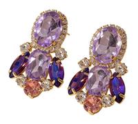 Purple Stud Earrings For Women Purple Crystal Cluster Drop Earrings Sparkle Statement Rhinestone Exquisite Earrings Colorful Gemstone For Banquets Wedding, Prom, Cocktail Party & Holiday Gifts