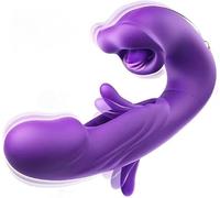 Purple Sucking Licking Tongue Vibrator - G-Spot & Clitoral Stimulator with 7 Slapping, 7 Vibration & 5 Tongue Licking/Sucking Modes - Silicone + ABS, Magnetic USB Rechargeable