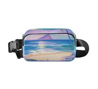 Purple Summer Beach in Hawaii Stylish Waist Bag Fanny Pack for Women Men Teenagers Waterproof Bum Bag Belt with Adjustable Strap for Shopping Sports Work, Purple summer beach in Hawaii, One Size