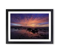 Purple Sunrise Horizon Framed Print | A2 Black Framed Wall Art | Ready to Hang | Modern Landscape Picture | Living Room Bedroom Lounge Office