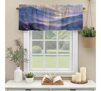 Purple Sunrise Landscape Valances for Windows, Modern Abstract Mountain Cloud Painting Rod Pocket Valance Short Window Treatments Curtains for Kitchen Bathroom Bedroom Decor, 54 x 18 Inches
