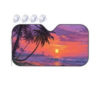 Purple Sunset At The Hawaiian Beach Windshield Sun Shade, Family Funny Windshield Sun Shade For Car Suv Truck, Protector Blocks Uv, Spring Car Decor, Car Shade Front Windshield