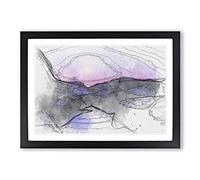 Purple Sunset in Peace Island in Abstract Framed Print | A2 Black Framed Wall Art | Ready to Hang | Abstract Landscape Picture | Living Room Bedroom Lounge Office