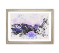 Purple Sunset in Peace Island Watercolour Framed Print | A2 Oak Framed Wall Art | Ready to Hang | Modern Landscape Picture | Living Room Bedroom Lounge Office