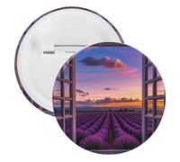 Purple Sunset Lavender Flower Badge Metal Round Pins, Lightweight Brooch for Backpack, Fashion Button Pins Badge for Shirts, Jackets, Shawl Coat, Unisex, 12PCS, Tinplate, metal round pins