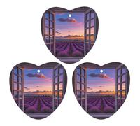 Purple Sunset Lavender Flower Car Air Freshener, 3 Pcs Love form Hanging Air Freshener Cards, Long Lasting Fragrance Scented Cards for Car, Home, Office Gray-style
