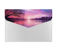 Purple Sunset on Water Accordion File Organizer 6 Pocket Document Organizer Expanding File Folder Accordion Folder with Labels, Travel Document Folders Plastic Envelopes with Snap Closure 13x9.1 Inch