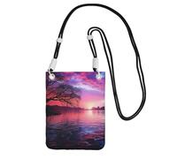 Purple sunset on water Crossbody Phone Bag for Women, Small Shoulder Purse with Adjustable Strap, Waterproof Fabric Cell Phone Pouch for Travel & Daily Use