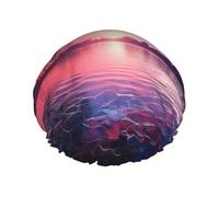 Purple Sunset On Water Double Layered Shower Cap For Women Reusable Suitable For Bathing Spa