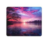 Purple Sunset on Water Mouse Pads Custom Design, Waterproof Gaming Mousepad Washable Computer Mousepads with Non-Slip Rubber Base Square Mouse Mat for Laptop Office Home 10 x 12 inch
