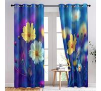 Purple Super Soft Curtain for Bedroom W 66.1" x L 72.0", Thermal Eyelet Curtains for Sun Blocking with Exquisite Elegant Flowers Pattern for the Living Room - 2 Panels