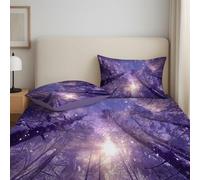 Purple Supersoft Fitted Sheet - Easy Care with Elasticated Corners - Cosy & Comfortable Delicate Touch Modern Movies Forest Snowflakes Fitted Sheet 120 x 190 x 30 cm - Fade Resistant