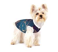 Purple Teal Rose Gold Marble Parties,Cotton Sleeveless Pet T-Shirt Soft Stretchy Puppy Breathable Vest,S