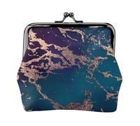 Purple Teal Rose Gold Marble Parties, PU Leather Coin Purse, Small Wallets, Change Pouch with Kiss Lock Clasp Buckle, Change Purse