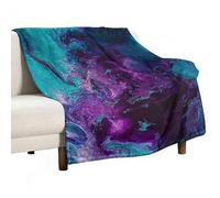 Purple Teal Turquoise Galaxy Nebulous Fleece Throw Blanket Soft Cozy Fluffy Flannel Throws Blankets for Couch Bed Sofa Living Room Bedroom Home Decor, Lightweight Fuzzy Plush Blanket for All Season 40