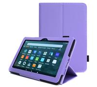 (Purple) TECHGEAR Smart Case For Amazon Fire HD 8" / HD 8" Plus (2022 & 2020 / 10th & 12th Generation) PU Leather Folio Smart Stand Cover with Hand Strap