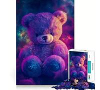Purple Teddy Bear in Space Jigsaw Puzzle for Teenagers 1000 Pieces Memory Boost Indoor Play Image Assembly (50x75cm)