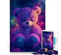 Purple Teddy Bear in Space Jigsaw Puzzles 1000 Pieces for Teenagers Brain Skill Family Joy Exact Edge Memorable Gift (38x26cm)