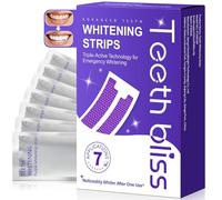 Purple Teeth Whitening Strips: Peroxide-Free At Home Whitener-Portable for Travelling, Before Parties, Work-Coffee Tea Red Wine Soda Drinkers 7 Packs (14 Strips)
