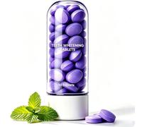 Purple Teeth Whitening Tablets, 30Pack Colour Correcting Toothpaste Tablets, Stain Remover for Coffee, Tea & Tobacco, Freshen Breath & Remove Stains，1