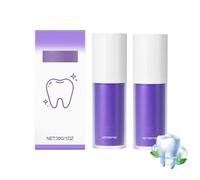 Purple Teeth Whitening Toothpaste, 30 g Toothpaste with Mint, Brightens Teeth and Refreshes Breath, Combats Plaque and Tartar, Gently Nourishes the Gums (One Size, 2 Pieces)