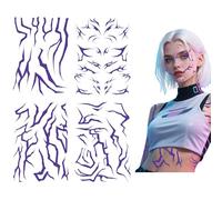 Purple Temporary Tattoos,Tattoos Purple Tattoos Stickers Dance Cosplay Tattoos Stickers Purples Fantasy Markings,Waterproof Long Lasting Movie Dance Cosplay Body Art for Cosplay Festivals Christmas