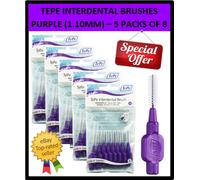 PURPLE TEPE INTERDENTAL BRUSHES 1.1mm (40 BRUSHES) REMOVES DENTAL PLAQUE