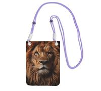 Purple The Lion's Gaze Print Small Crossbody Cell Phone Bag, Cute Carry A Mobile Purse Diagonally, for Shopping, Walking