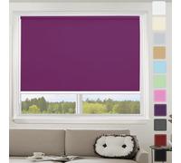 Purple Thermal Blackout Roller Blind 100x90 cm 100% Blackout Waterproof Fabric Roman Blinds with Beaded Chain for Windows & Doors Energy Efficient Window Coverings